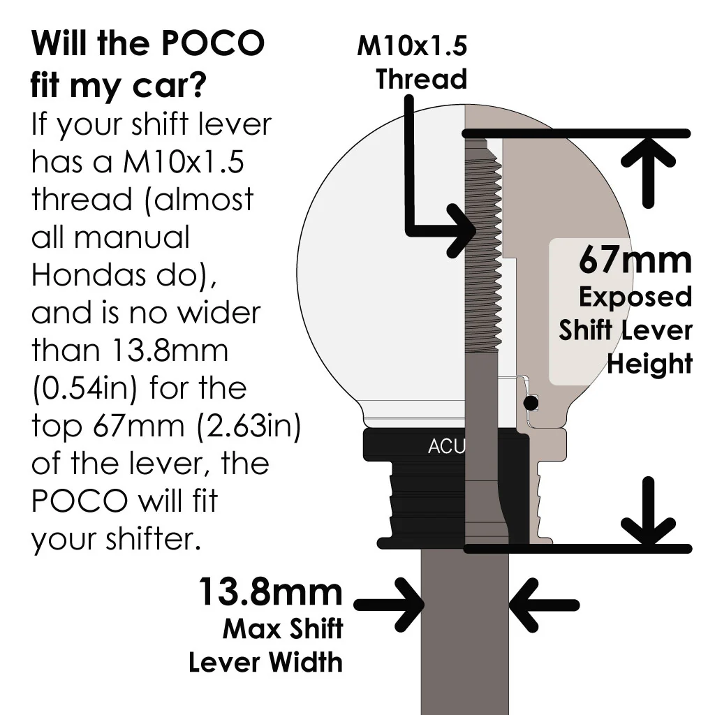 POCO Insulated Low-Profile Shift Knob in White (M10X1.5) - Image 8