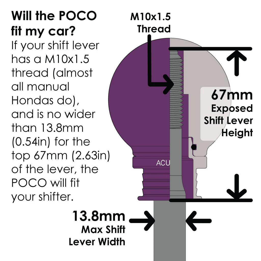 POCO Low-Profile Shift Knob in Satin Purple Finish (M10X1.5) - Image 9