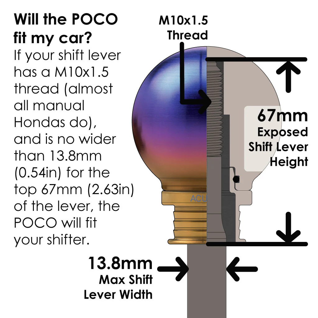 POCO-Ti Low Profile Shift Knob in Burnt Titanium Finish (M10x1.5) - Image 8