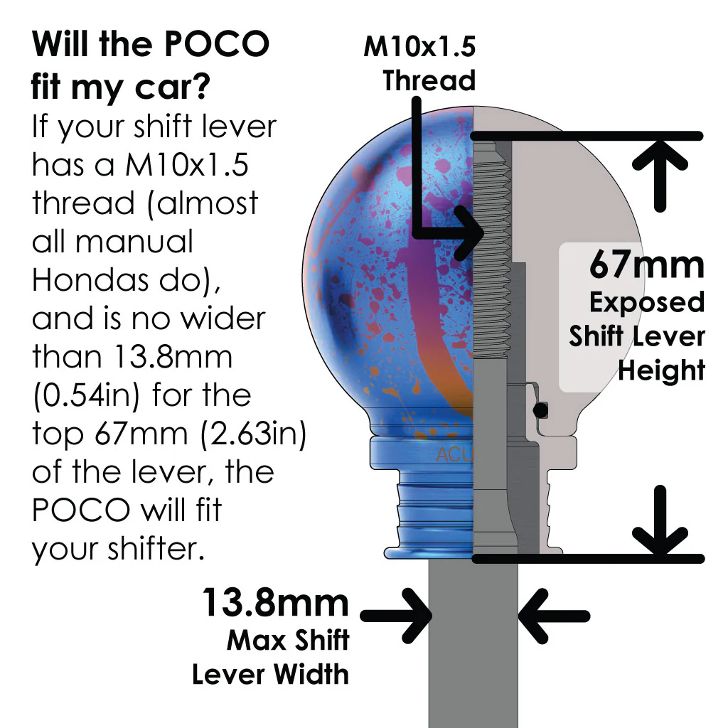 POCO-Ti Low Profile Shift Knob in Splatter Titanium Finish (M10x1.5) - Image 8